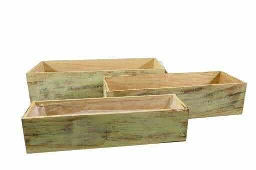 Schublade Holz S/3 45x18x11cm 41x14x9,5+37x10x8,5cm, grün