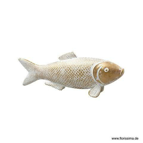 Fisch Poly 15cm 6St., gold/weiß