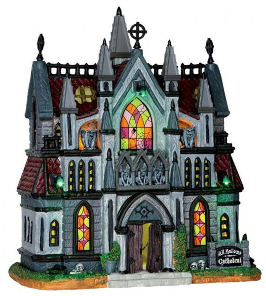 Halloween All Hallows Cathedral 23x26 Beleuchtet, Batteriebetrieben