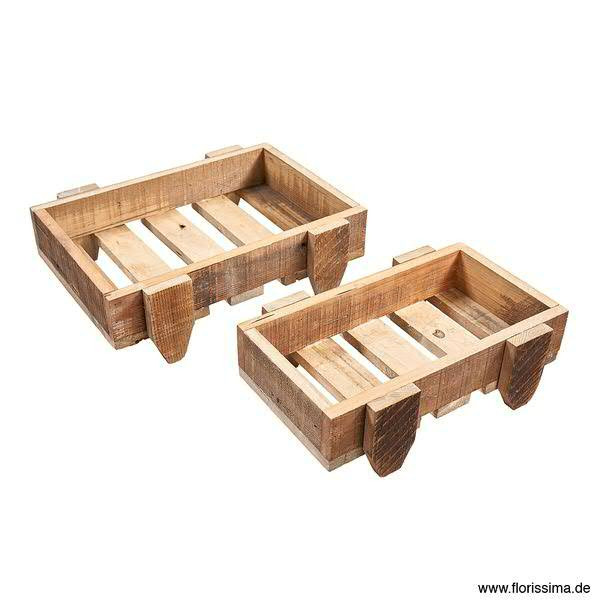 Kiste Holz S/2 40x25x12/45x35x14cm, natur