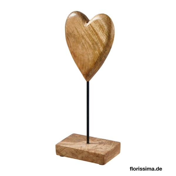 Herz Holz 11x6,5x28,5cm auf Stand, natur