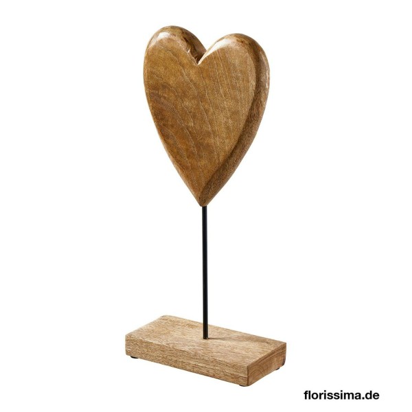 Herz Holz 15x6,5x33,5cm auf Stand, natur