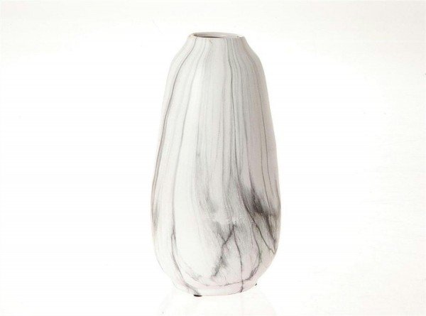 Vase Keramik D14,5H27,5cm, weiß/schw