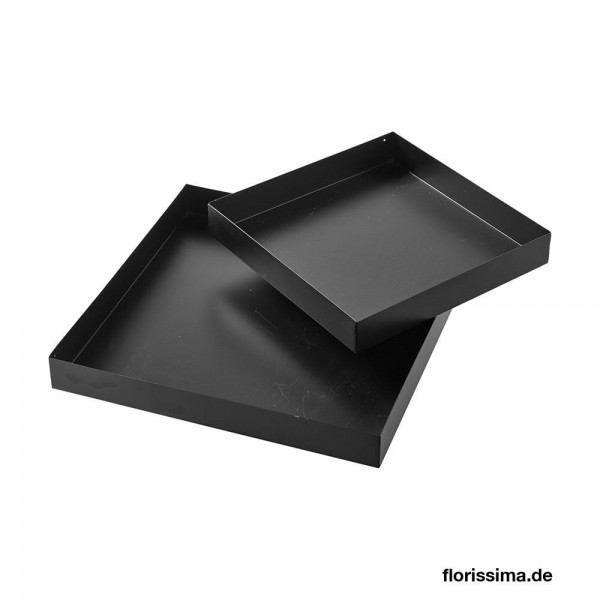 Tablett Metall S/2 23x23/30x30cm quadratisch, schwarz
