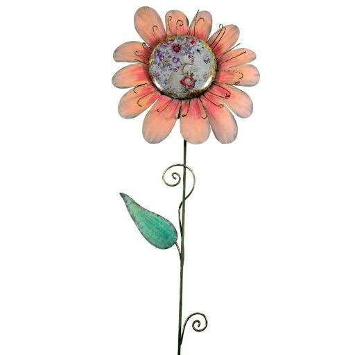 Blume Metall 100cm am Stab einseitig, rosa