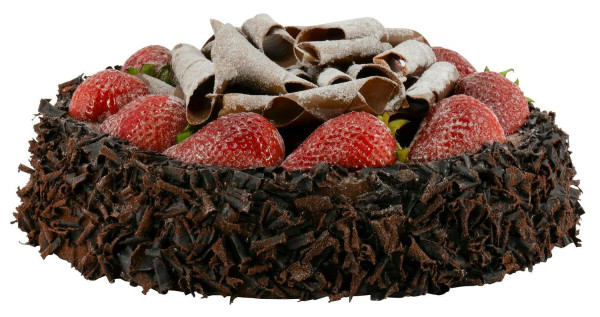Torte D22H10cm Schoko mit Erdbeeren, braun