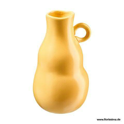 Vase Keramik SP D9H16cm mit Henkel, gelb