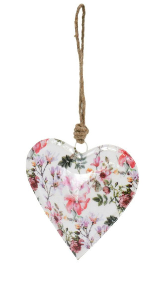 Herz Metall 15cm mit Blumen zum Hängen