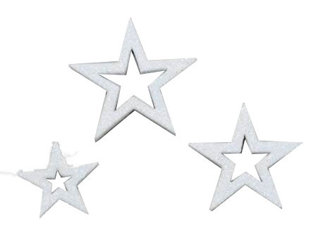 Sterne 3,5-6,5cm 24St.Glitter, weiß
