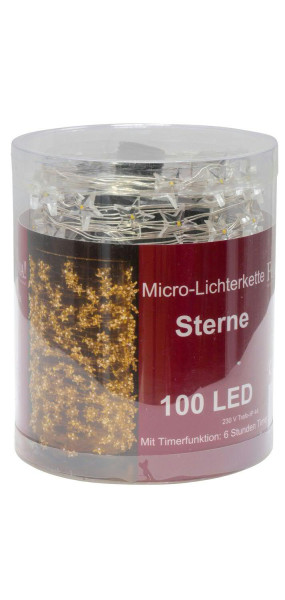 Microlichterkette 100LED Stern 10m outdoor,Trafo, mit Timer, outdoor ww
