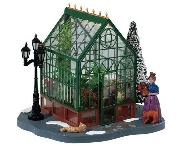 Victorian green house 17,5x14,9cm Beleuchtet, Batteriebetrieben