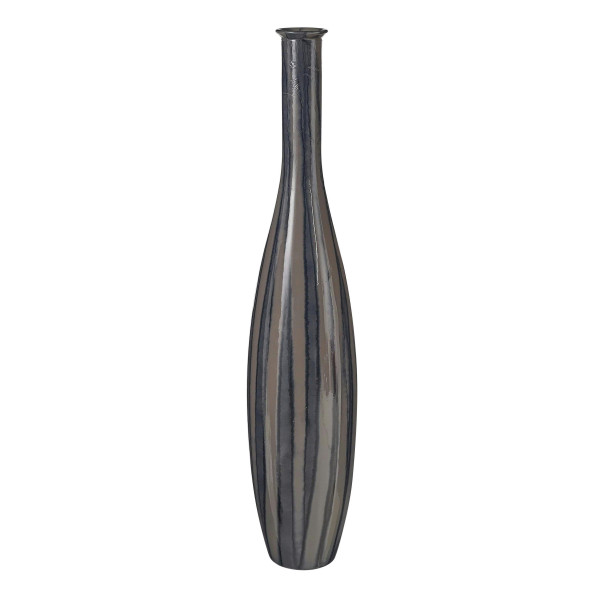 Glas Vase D20H100cm gestreift, grau
