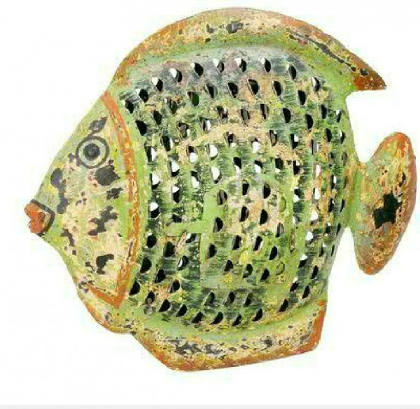 Fisch Metall 31x8x24cm, grün