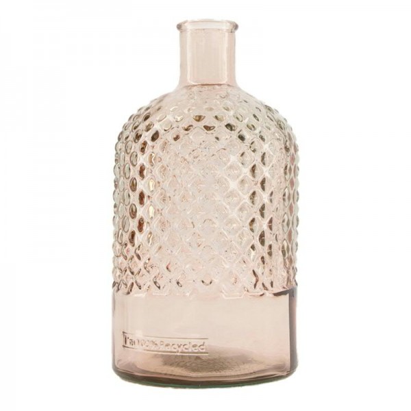 Glas Flasche D12H22cm Recycling, soft pink