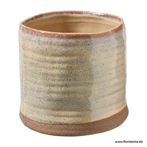 Kübel Keramik D16H15cm, creme/brau