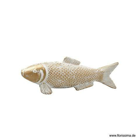 Fisch Poly 10cm 8St., gold/weiß