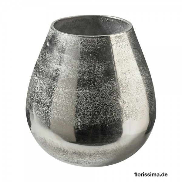 Vase Metall H23D22cm Aktionspreis, silber