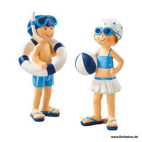 Kinder Poly H14,5cm Schwimmring und Ball, blau/weiß