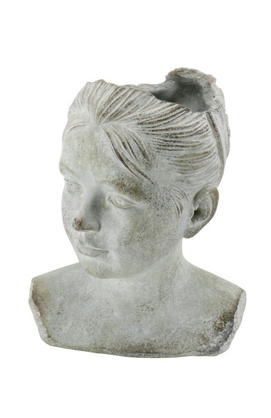 Kopf Zement H22,5cm Mädchen Aktionspreis zum Bepflanzen, grau