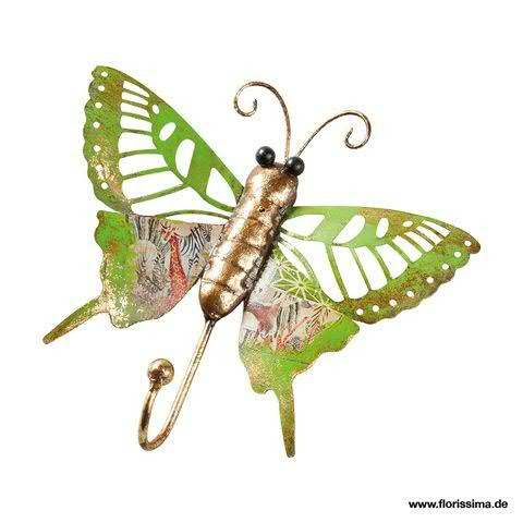 Schmetterling SP Metall 16cm Wandhaken einseitig, grün