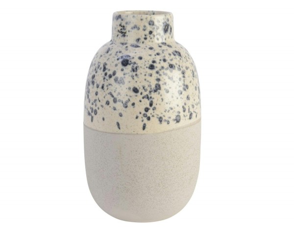 Vase Steingut D17H27,5cm weiß/blau/grau, wß/bl/grau