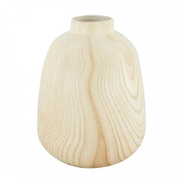 Vase Keramik D13,5H17cm Holzoptik, weiß