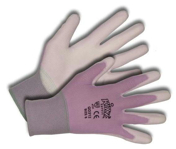 Handschuhe Gr.08 Nylon/Polyurethan, wß/flieder