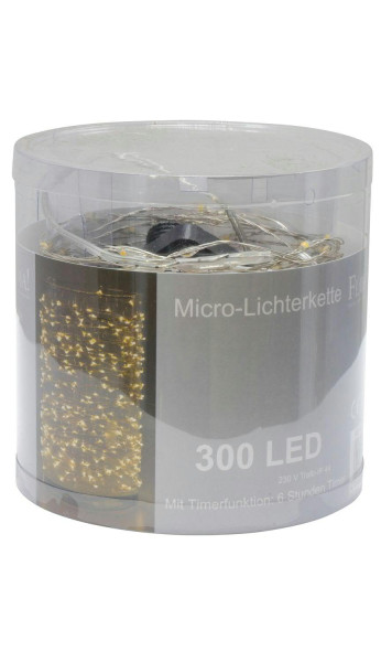 Microlichterkette 300LED 16m mit Timer Trafo, outdoor ww