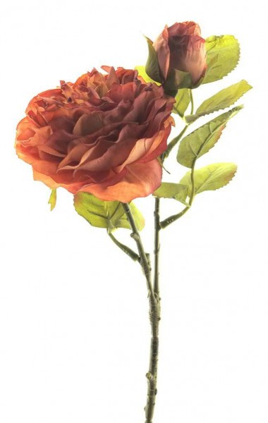 Rose 36cm mit Blättern, mauve