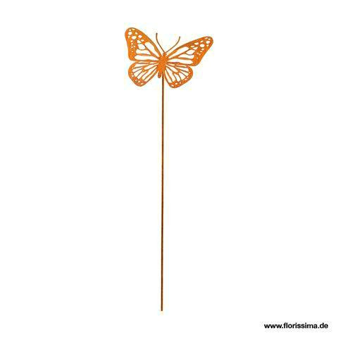 Schmetterling Metall 19,5x77cm am Stab, rost