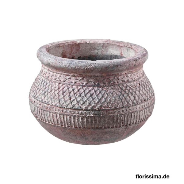 Topf Keramik D24,5H17cm Rautenmuster Aktionspreis!, grau/braun