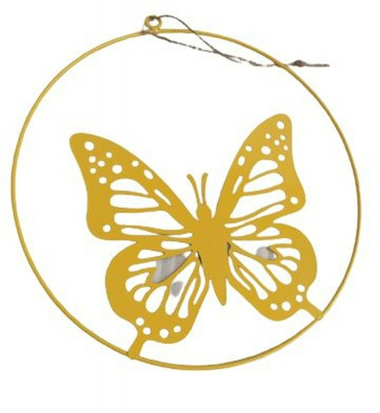Ring Metall D30cm Schmetterling, gelb