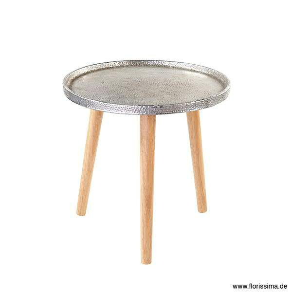 Tisch SP Poly/Holz D40H39cm, ant.silber