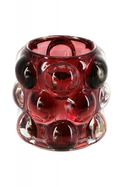 Glas Teelichthalter D6H8,5cm, rot