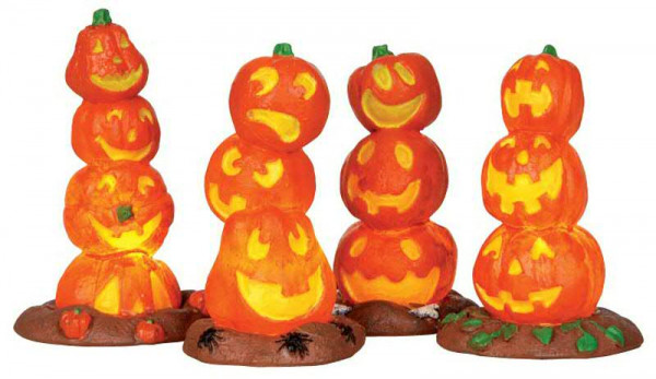 Halloween Light up Pumpkin Stack S/4 Beleuchtet, Batteriebetrieben, H5,6cm
