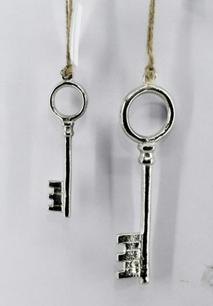 Schlüssel Metall 3x15cm zum Hängen, silber