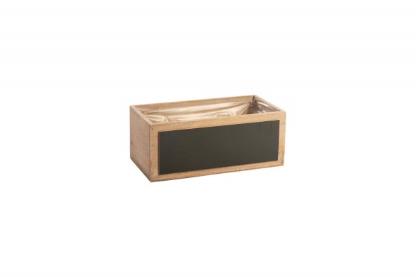 Kiste Holz 25x13x10cm mit Tafel, cappuccino