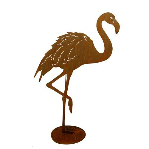 Rost Flamingo 77cm auf Platte Bein hoch