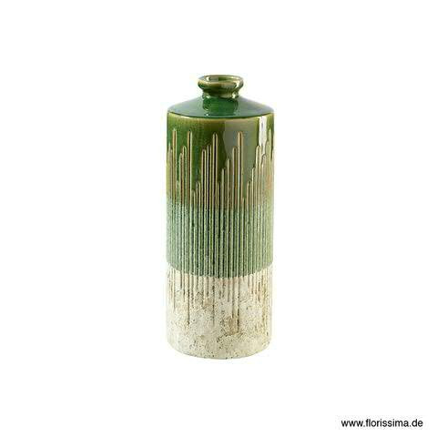 Vase Keramik D15,5H39,5cm, grau/grün