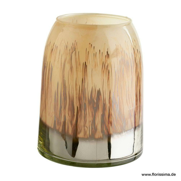 Glas Vase H17D14cm, braun/silb