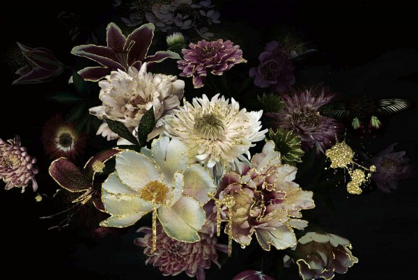 Bild Glas 120x80cm Blumen bruchfest