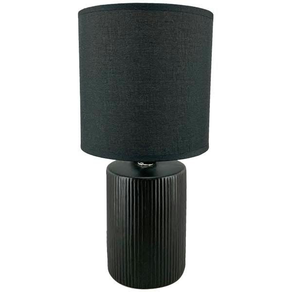 Lampe Keramik 10x16x31cm mit Schirm Polyester, schwarz