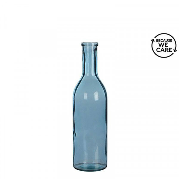 Glas Flasche H50D15cm, hellblau