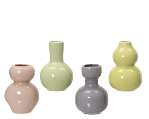 Vase Porzellan 8,5x8,5x12cm sortiert gelb/grün/rosa/lila, ge/gn/ro/l