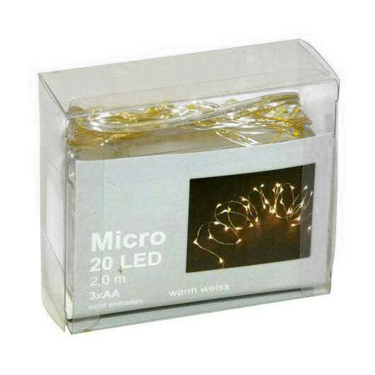 Microlichterkette 20LED 2m Batterie ohne Timer Angebot, 3xAA, indoor ww