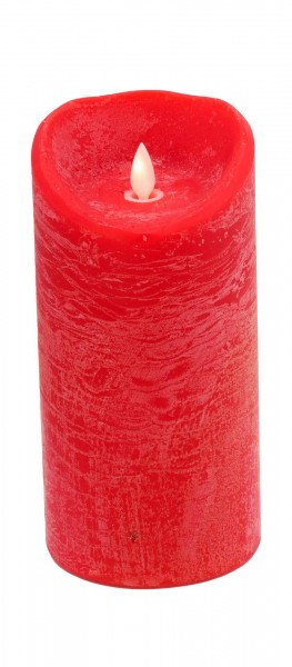 LED Echtwachskerze SP D7,5H20cm m.Flam mit Timer+Fernbedienung, rot