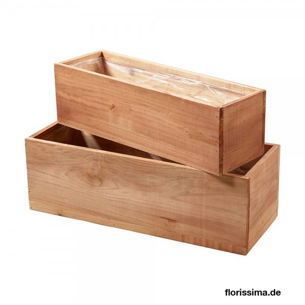 Kiste Holz S/2 SP 50x16x15cm+55x21x18, natur