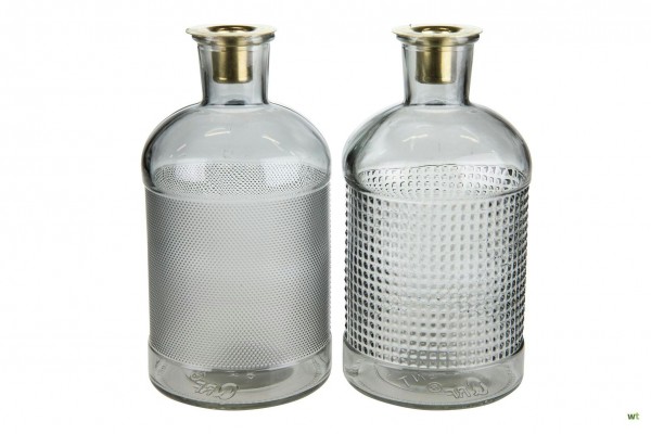 Glas Flasche D10H20,5cm f.Kerzen Kerzenhalter, grau