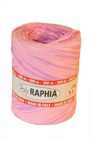 Raffia Bast 15mm 200m Bicolor, rosa