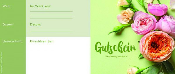 Karte Gutschein Rose/Mimose, grün